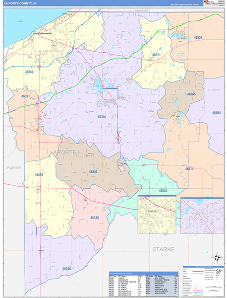 La Porte County, IN Zip Code Map